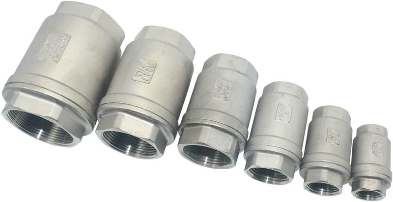 Dsmpipeft NPT Female WOG1000 Check Valve,Vertical Check Valve,NPT Spring Loaded in-line Low Cracking Pressure,Stainless Steel SS316 CF8M (1/2") - Image 4